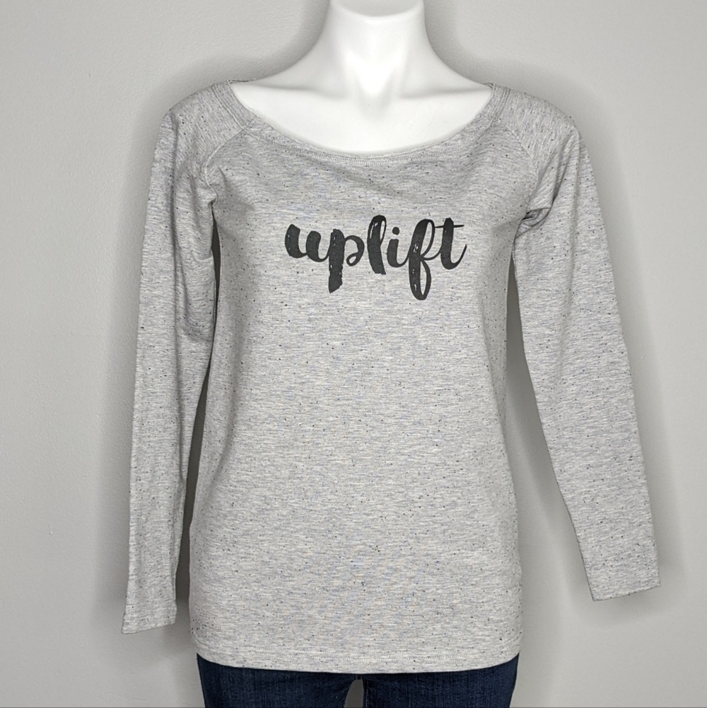 ✨3/$15 Zyia Active grey Uplift wide neck lightweight sweatshirt XS